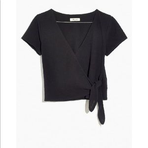 Madewell Texture and Thread Black Wrap Top size XS
